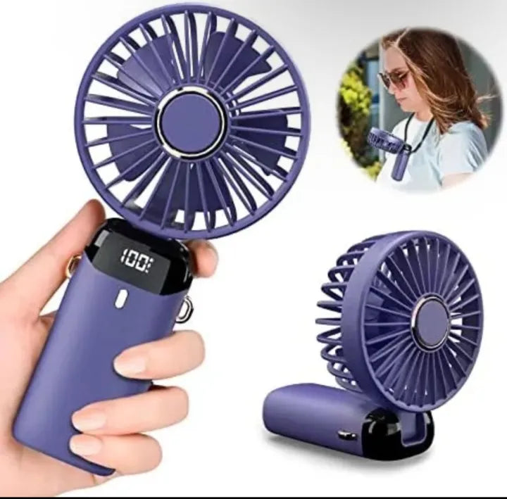 Portable Mini Fan 3000mAh – 5-Speed Foldable Fan with Display & Phone Stand