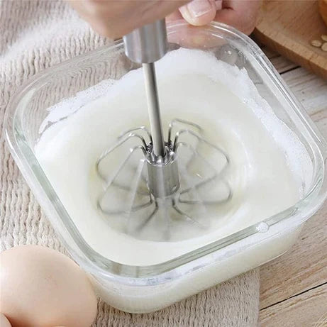 2 Pcs Premium Quality Automatic Stainless Steel Hand Pressure Whisk Mixer