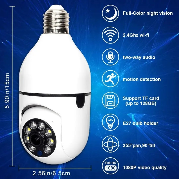 WiFi Smart Security Camera – Wireless CCTV Bulb Socket Camera for Home & Office