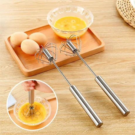 2 Pcs Premium Quality Automatic Stainless Steel Hand Pressure Whisk Mixer