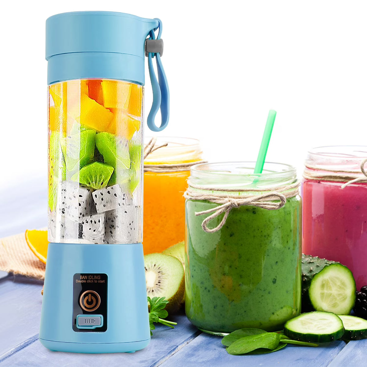 USB Rechargeable Portable Juicer Blender – 6-Blade Mini Personal Blender, 380ml Electric Smoothie & Fruit Mixer